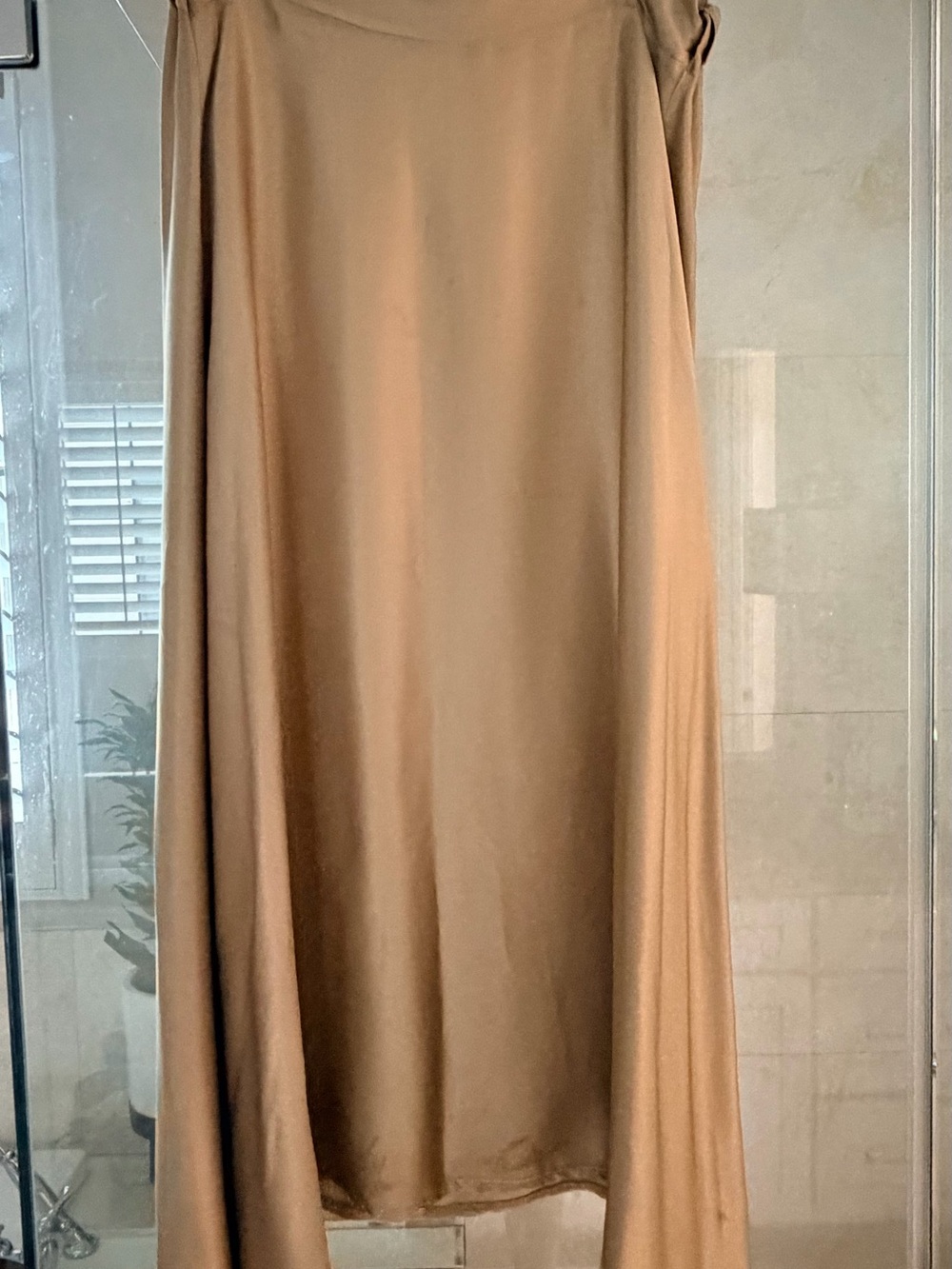 Viejo Amor long gold satin skirt